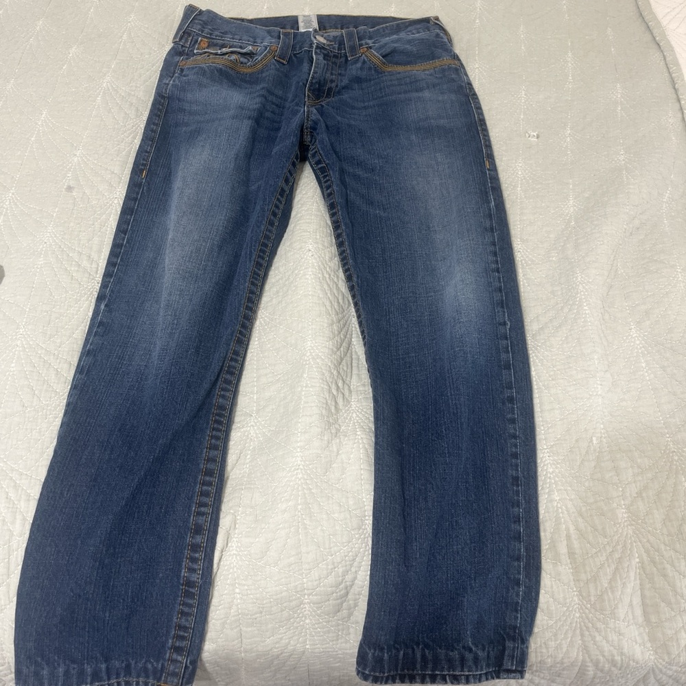 True Religion Blue Straight Denim Jeans